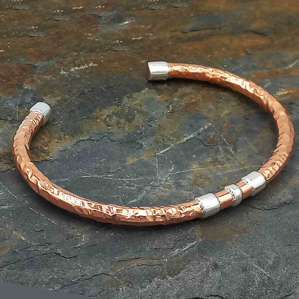Handmade Copper & Silver Torque Cuff Bracelet
