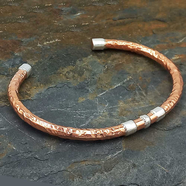Handmade Copper & Silver Torque Cuff Bracelet