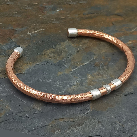 Handmade Copper & Silver Torque Cuff Bracelet