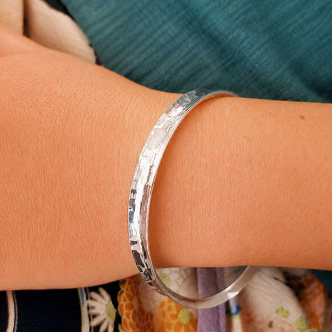 Hammered Silver handmade bangle