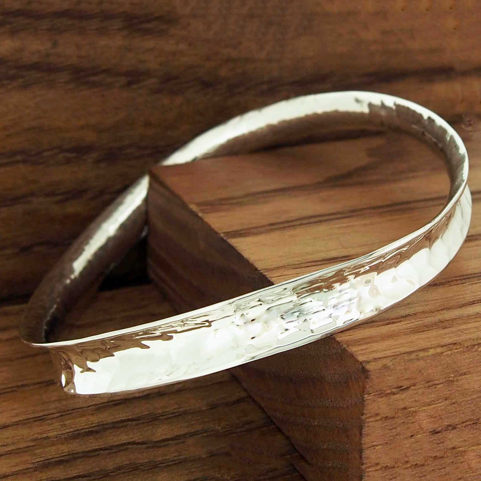 Textured Wide Sterling silver bangle