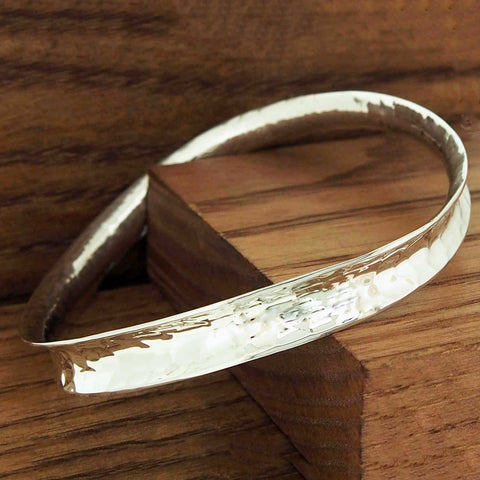 Textured Wide Sterling silver bangle
