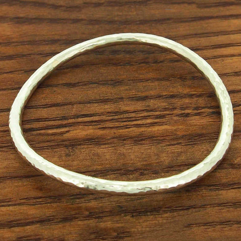 Hammered Curve Silver Bangle