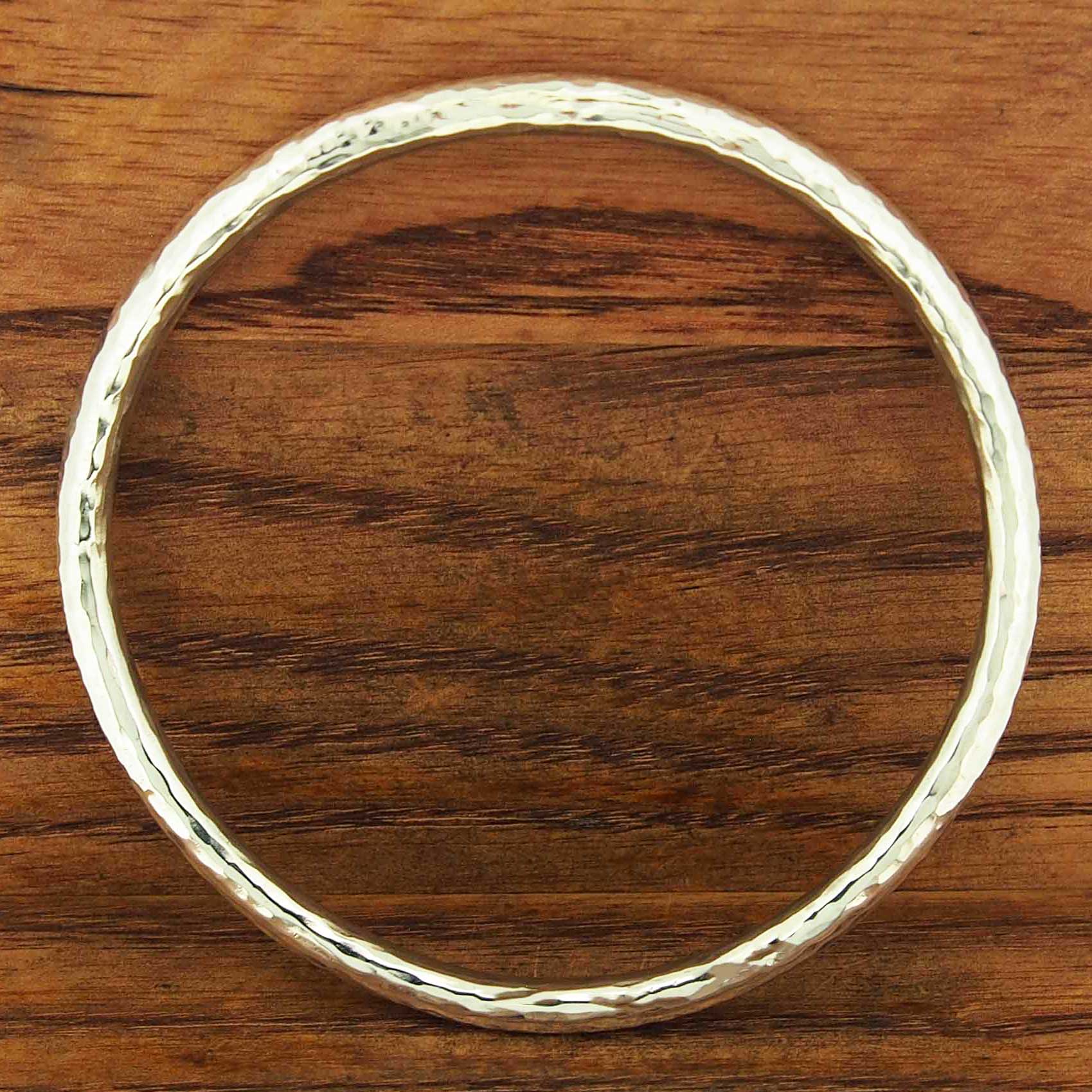 Hammered Curve Silver Bangle (186) Secondary image