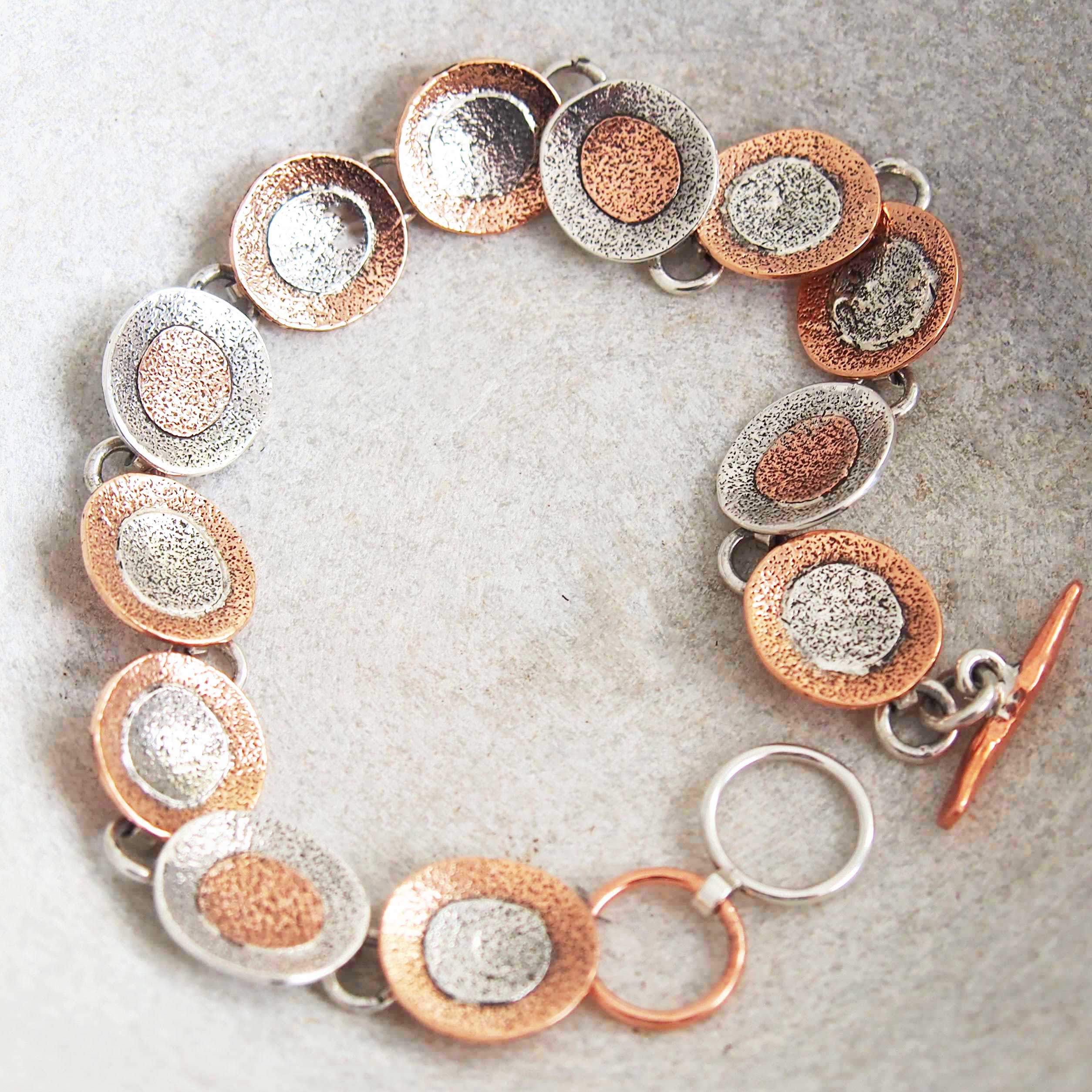 Brushed silver copper bracelet