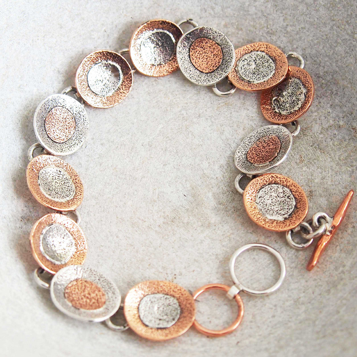 Brushed silver copper bracelet