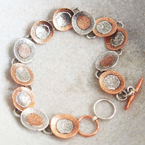 Brushed silver copper bracelet
