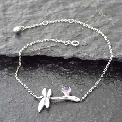 Dagonfly silver chain dainty bracelet