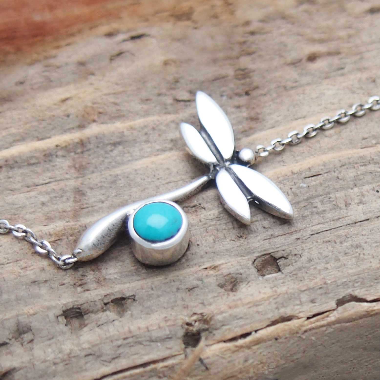 Silver Dragonfly with Turquoise Bracelet