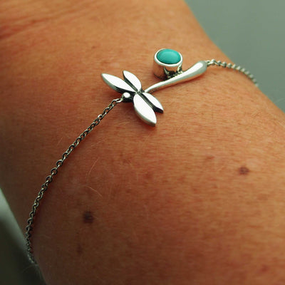 Dragonfly with Turquoise Silver Bracelet (230)