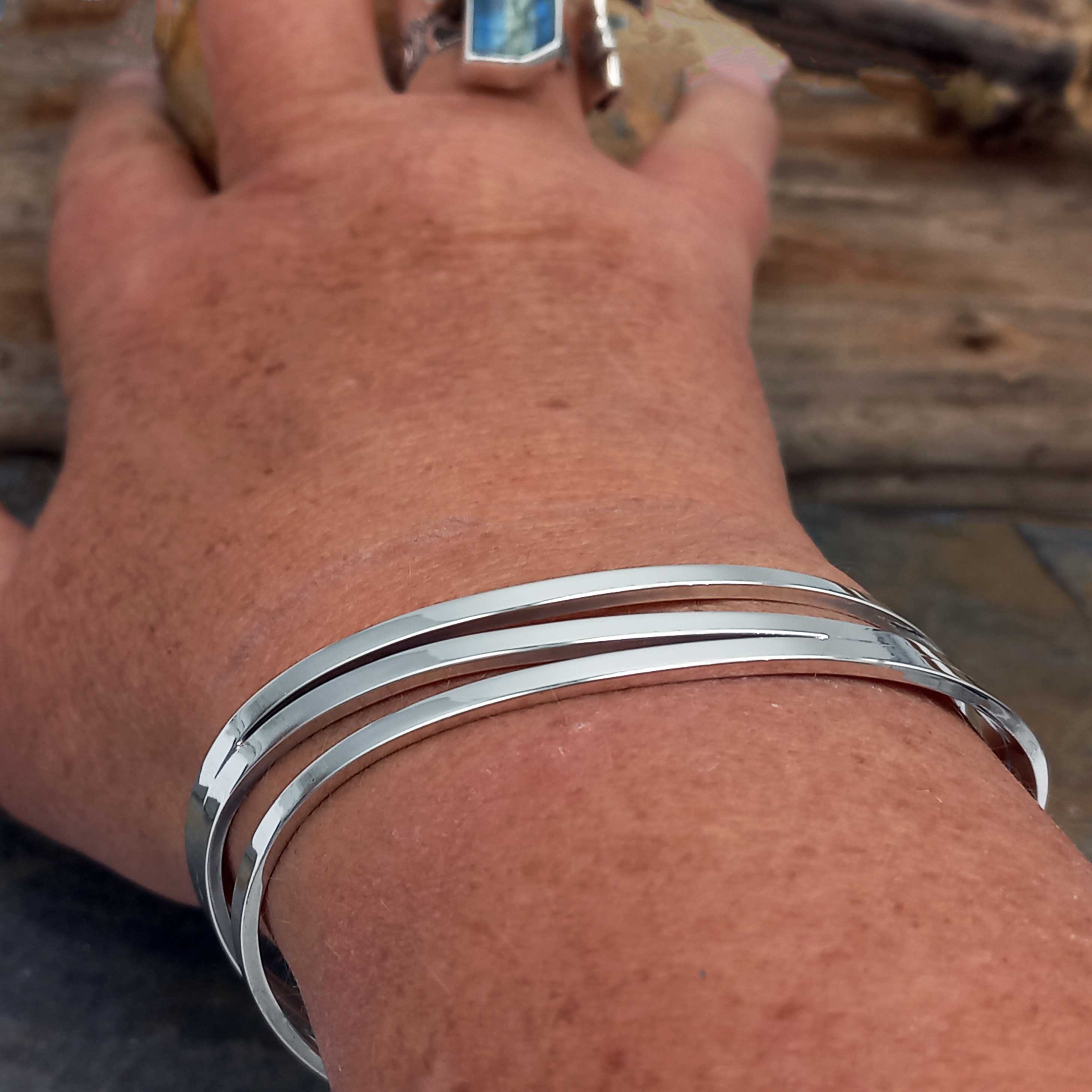 Triple Wave Silver Cuff Bracelet (238) Secondary image