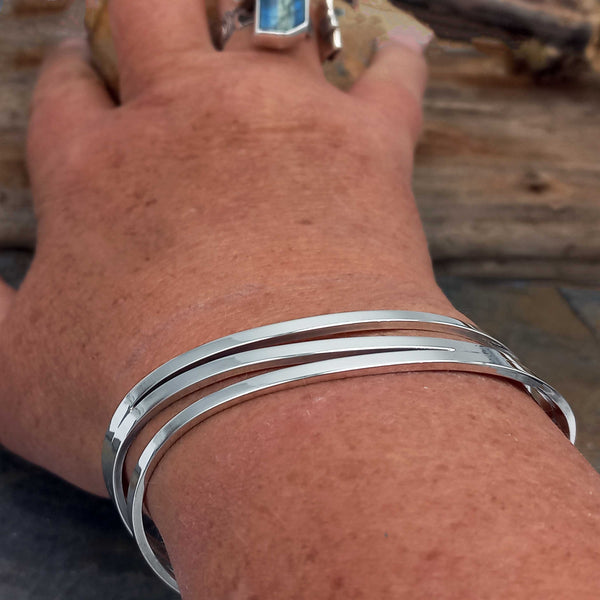 Handmade Wave Silver Cuff Bracelet
