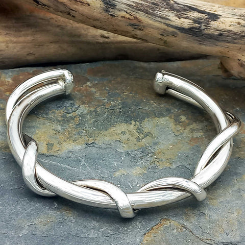 Mexican Twisting Strands Silver Cuff Bracelet 
