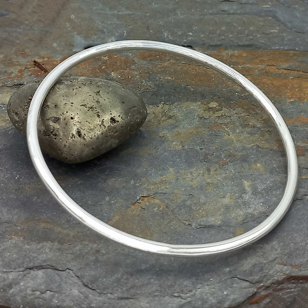 Large polished silver bangle