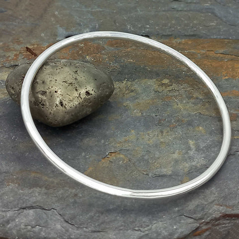 Large polished silver bangle