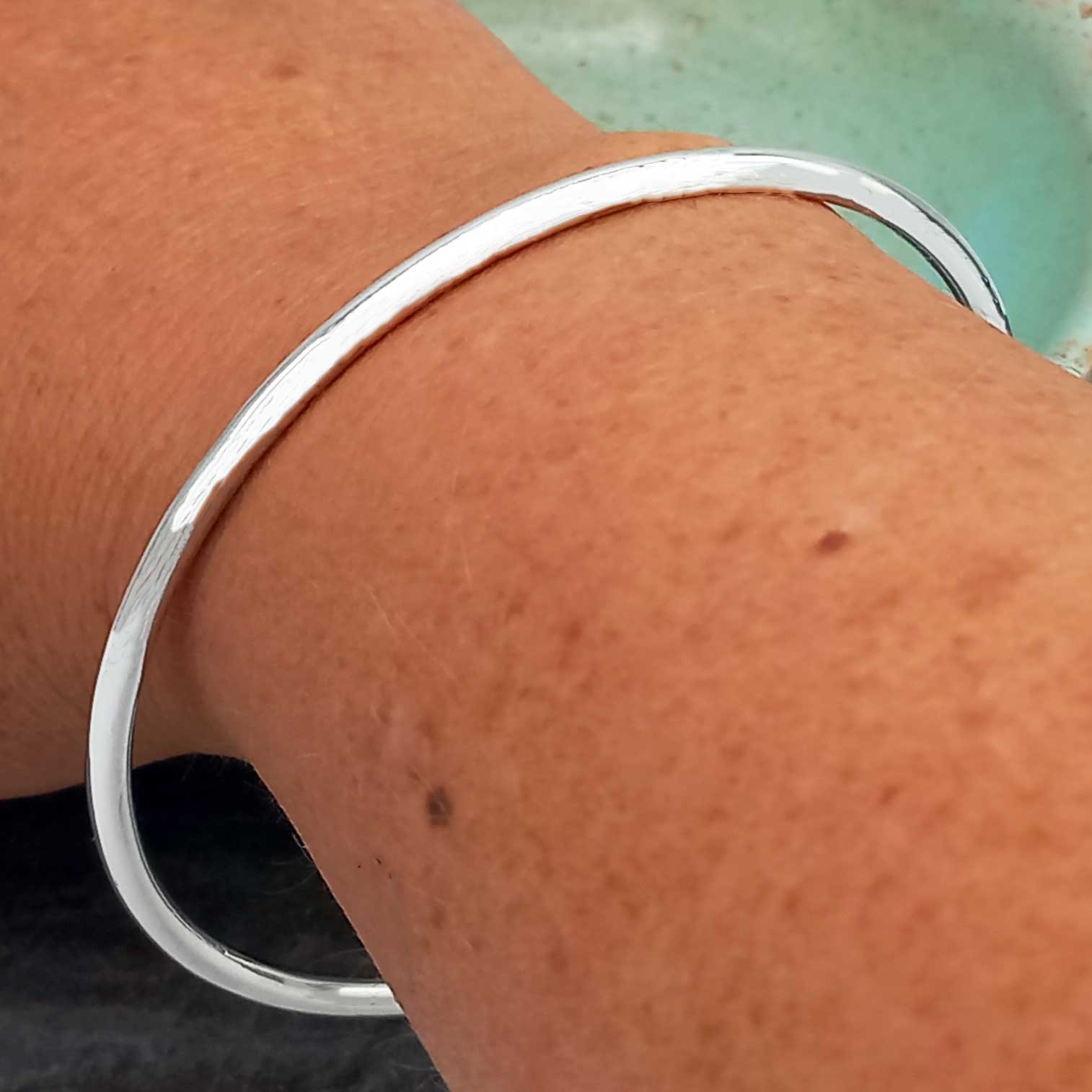 Large Polished Silver Bangle (246) Secondary image