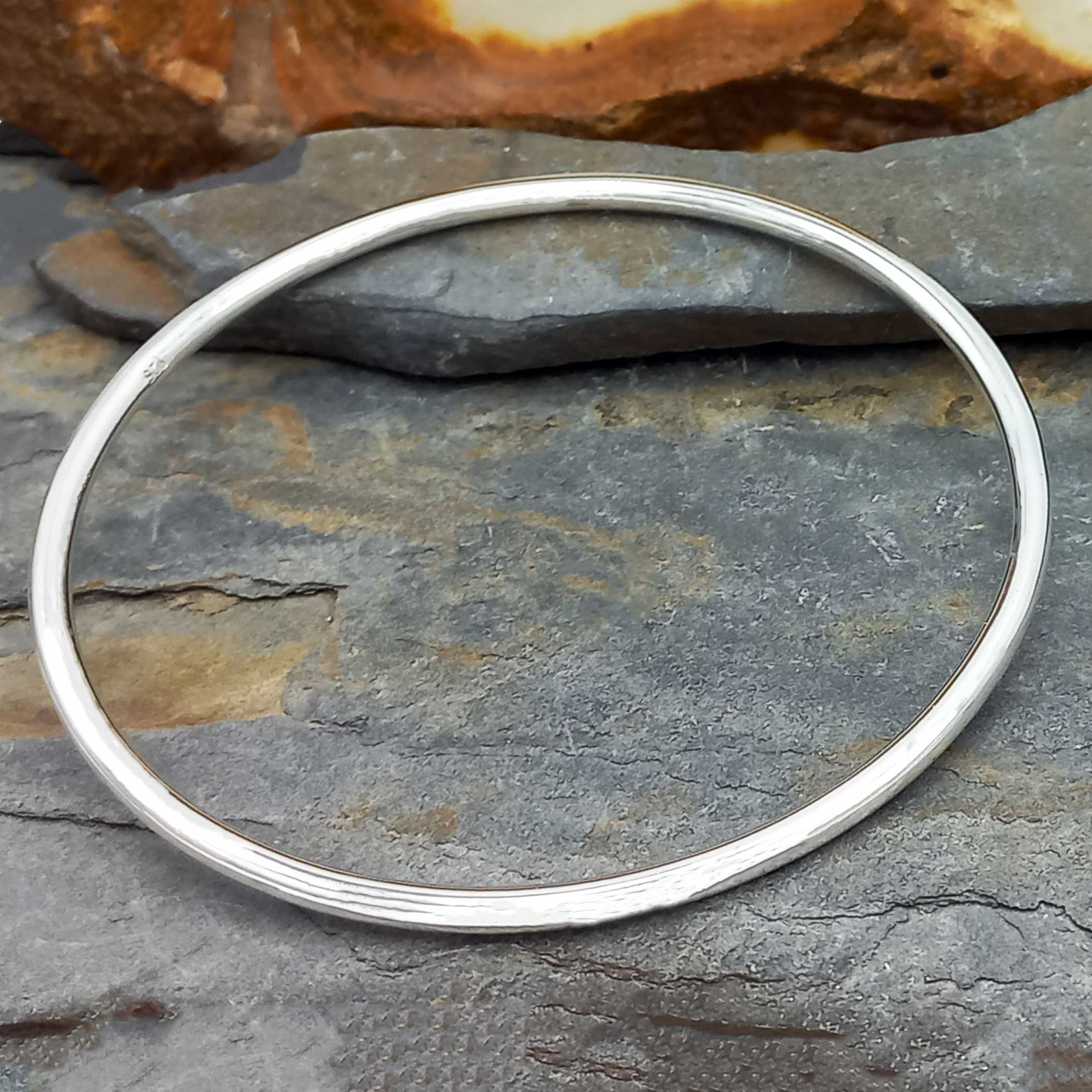 Handmade Polished Silver Bangle