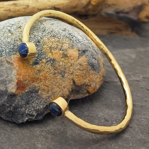 Brass bangle with 2 Lapis Lazuli stone