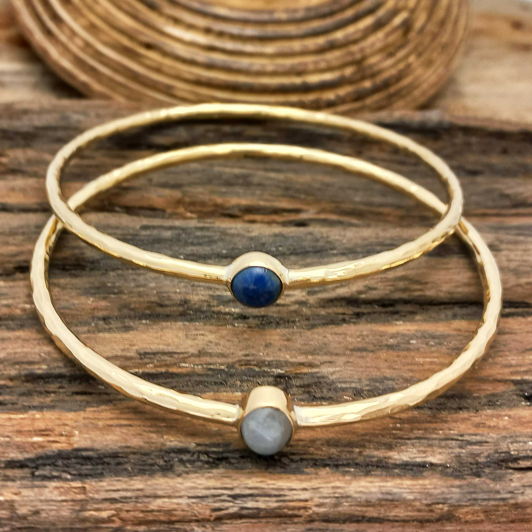 Brass bangles with semi-precious stones
