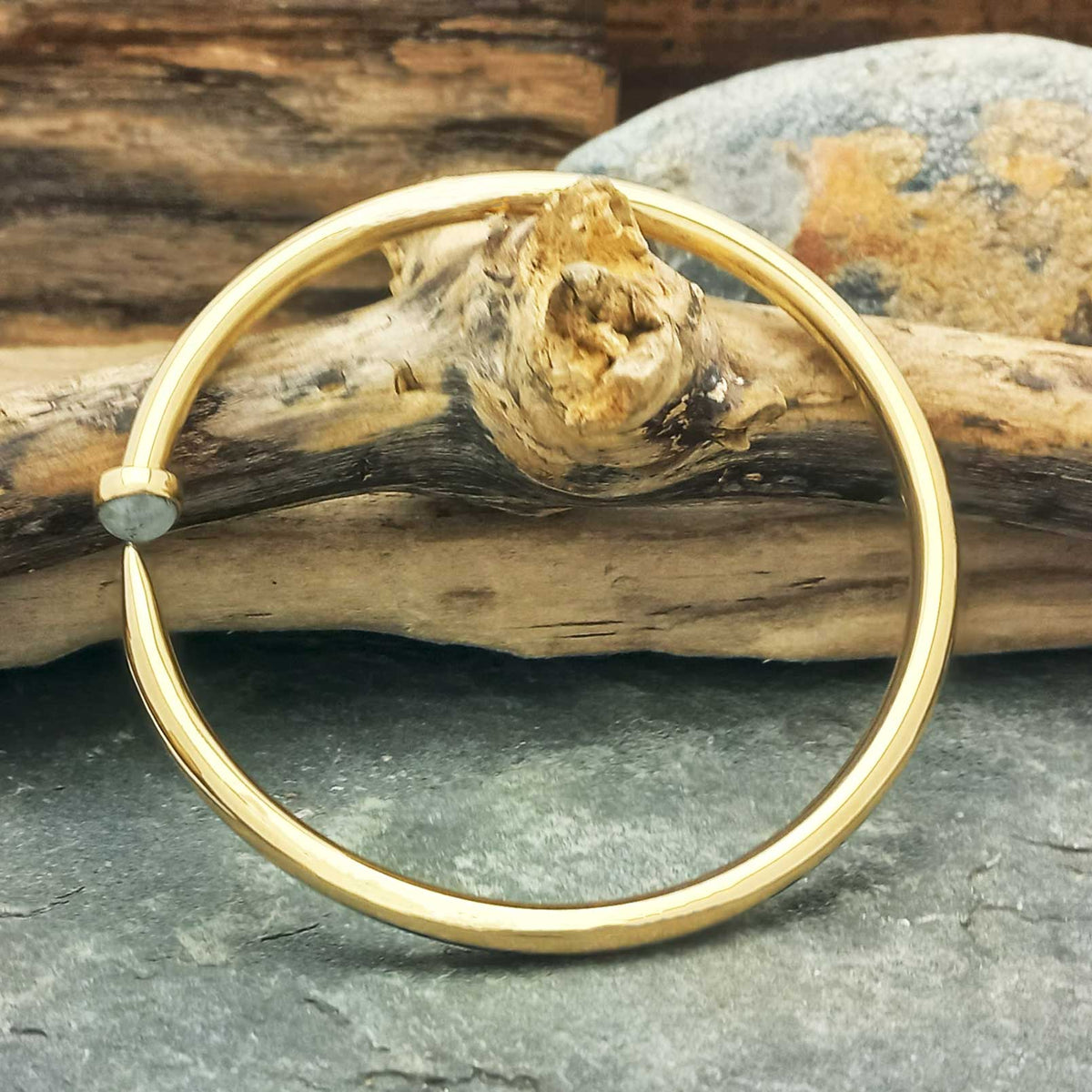 Tusk Brass Bangle with Moonstone (255) Main image