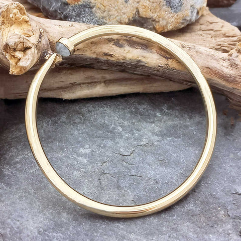 Tusk Brass Bangle with Moonstone