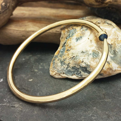 Handmade Brass Bangle with Sodalite Stone