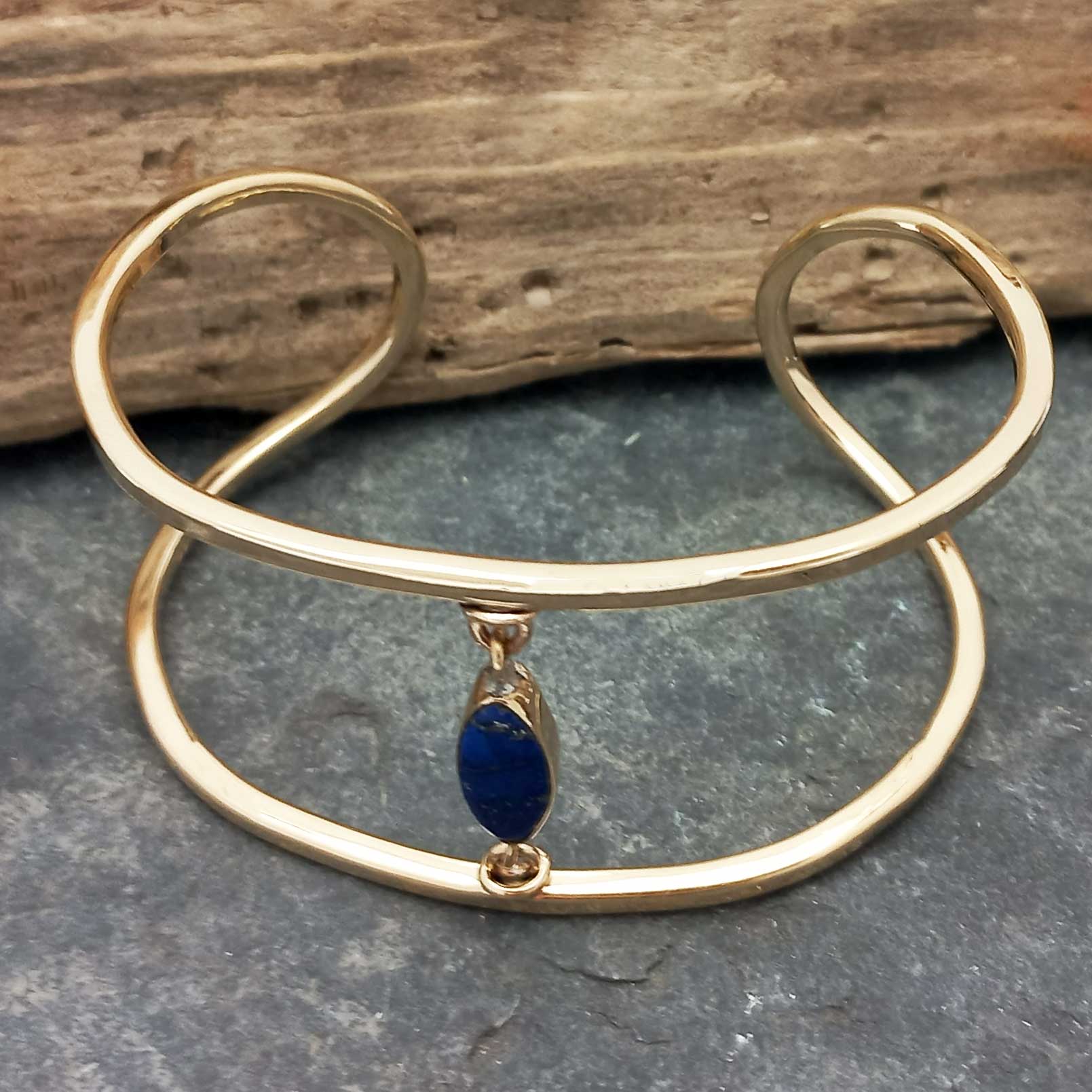 Illumina Brass Lapis Lazuli Cuff Bracelet