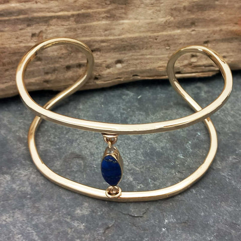 Illumina Brass Lapis Lazuli Cuff Bracelet