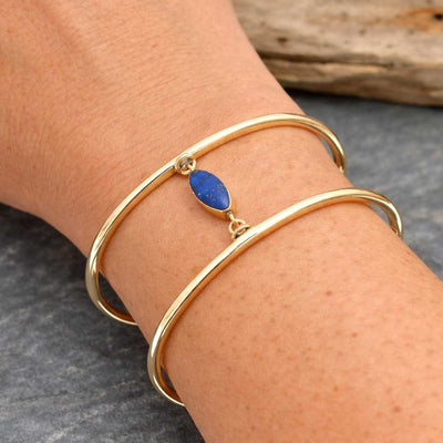 Illumina Brass Lapiis Lazuli Cuff Bracelet (258)