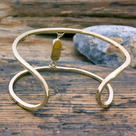 Back of brass cuff stone bracelet