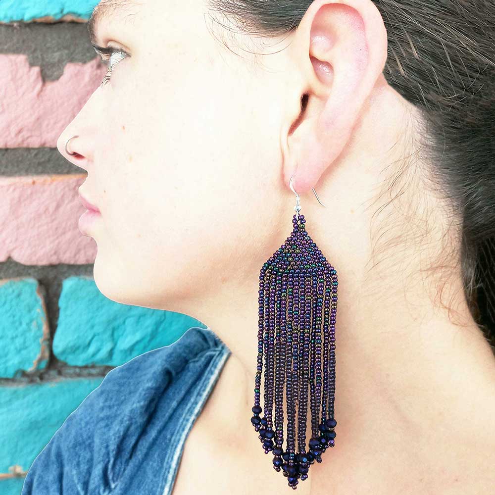 Purple Beaded Earrings (04) Secondary image