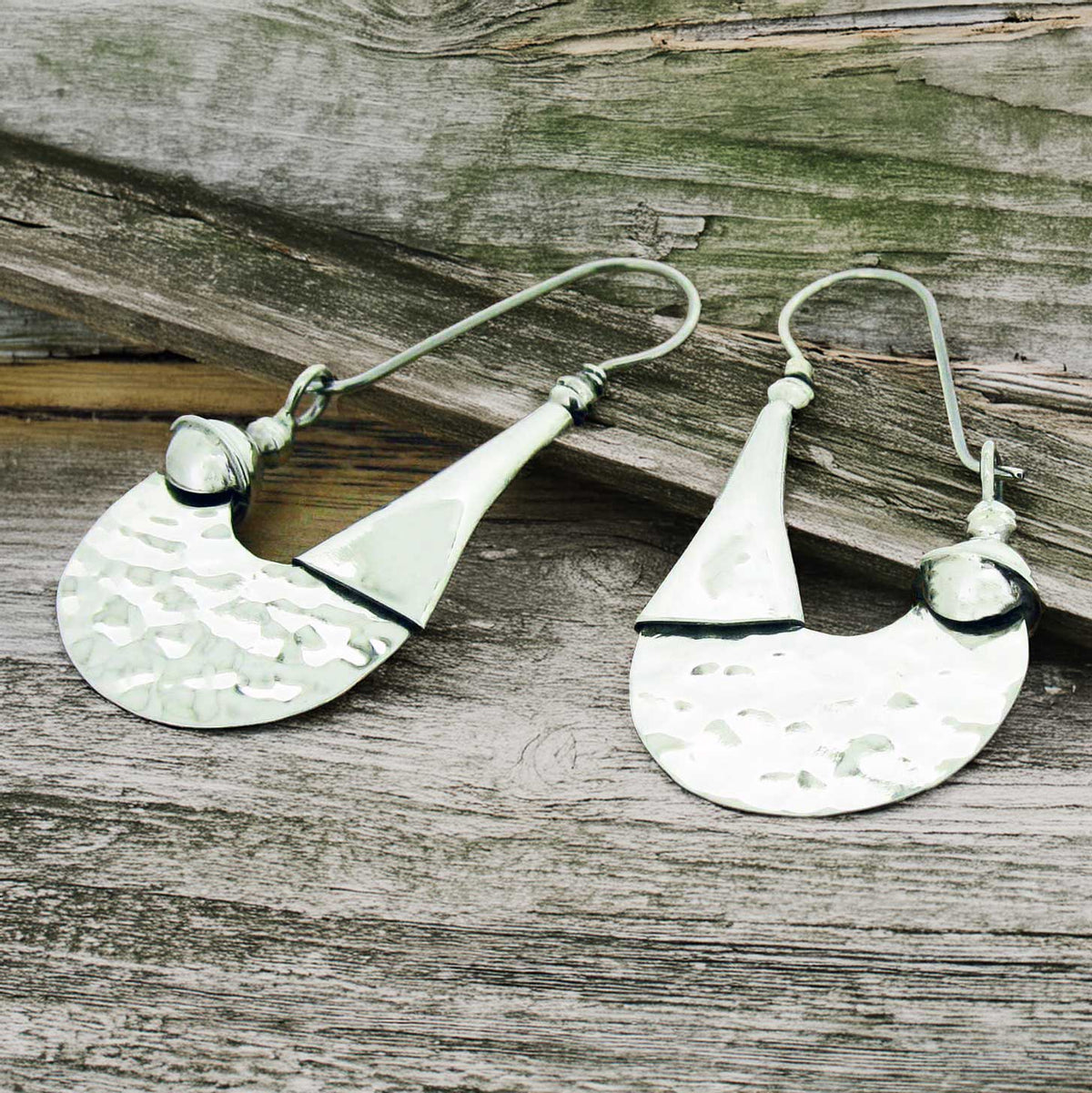 Tribal Hammered Silver Earrings Main image