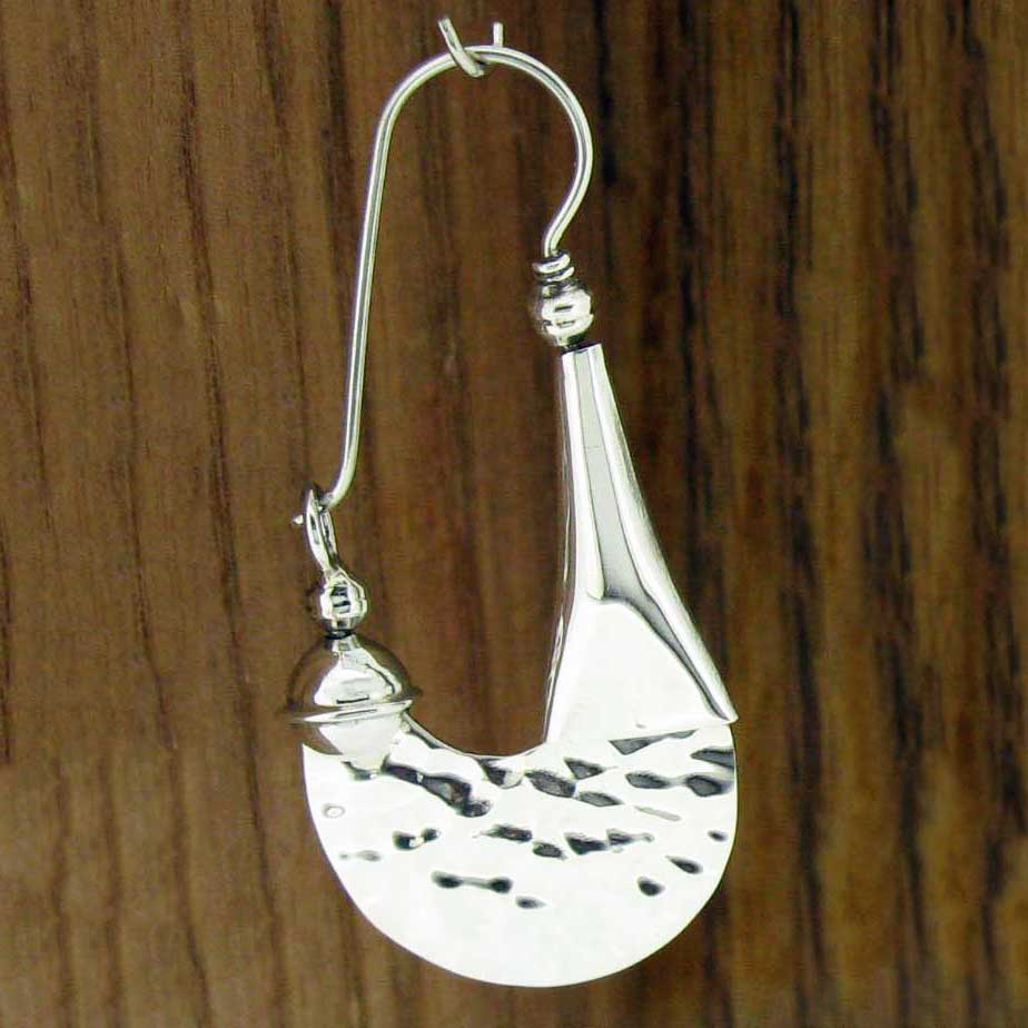 Unusual Hammered Silver Earrings