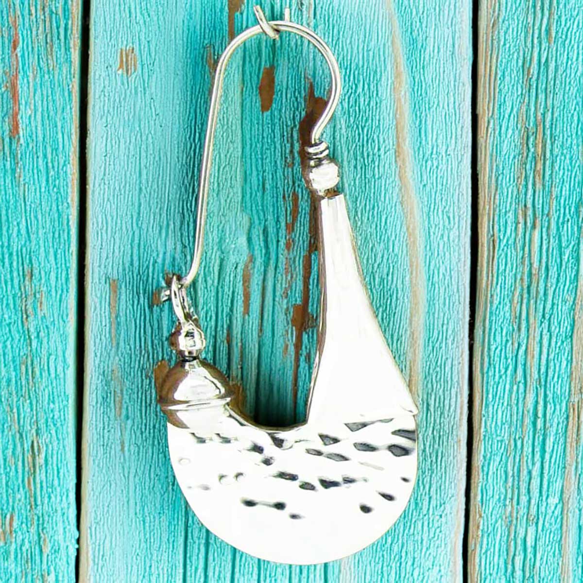 Tribal Hammered Silver Earrings (12) Secondary image