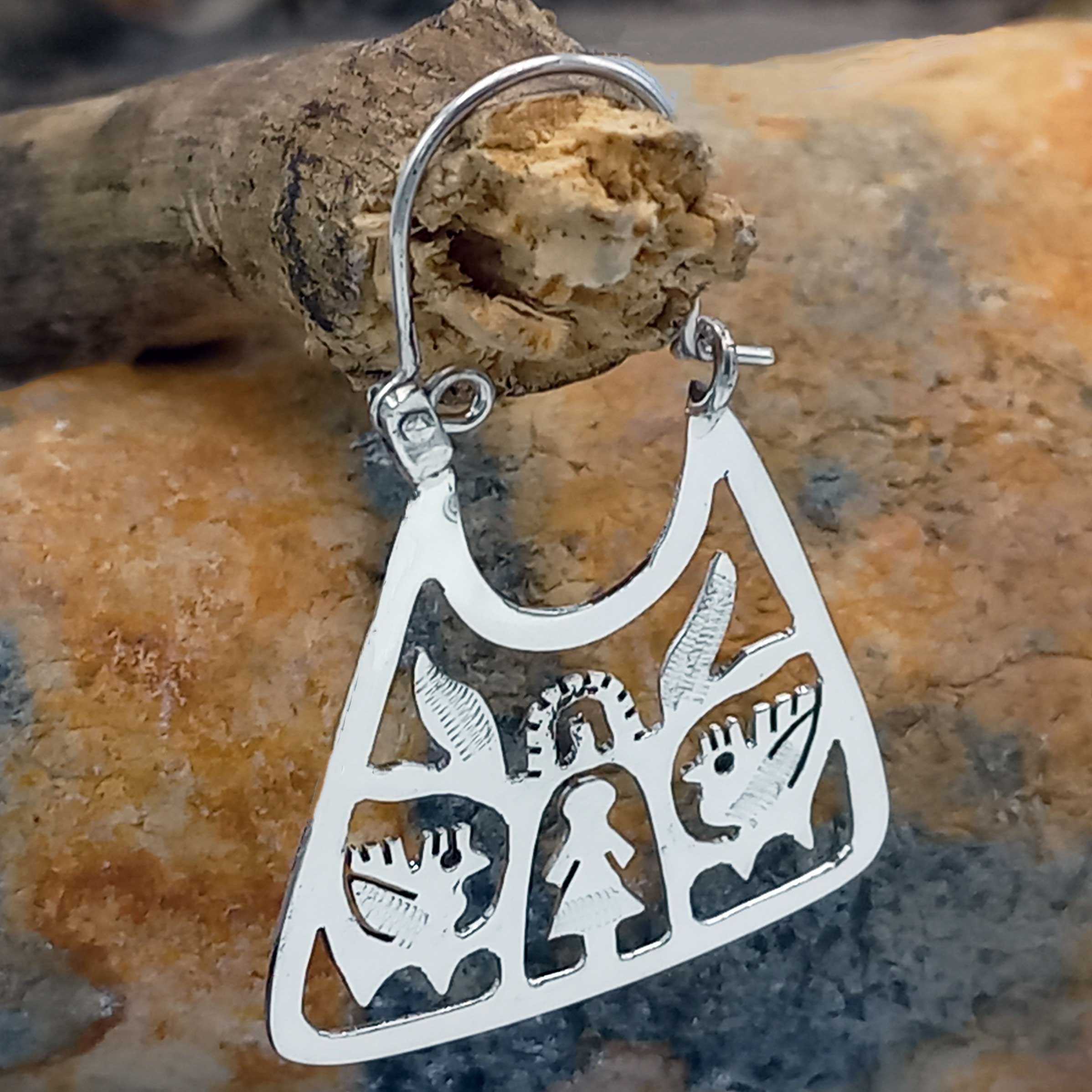 Unusual tree of life handmade earrings