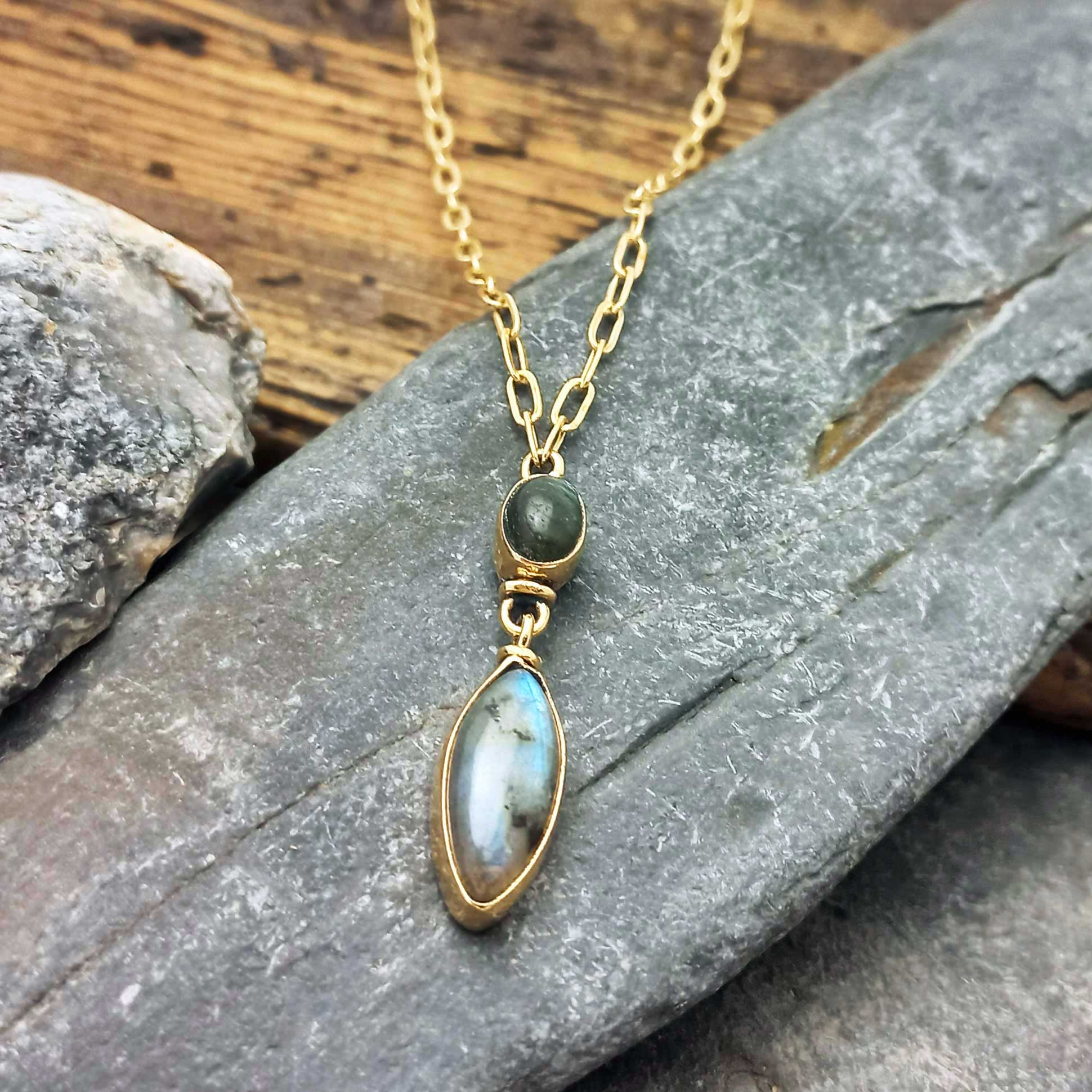 Artisan Labradorite brass handmade necklace