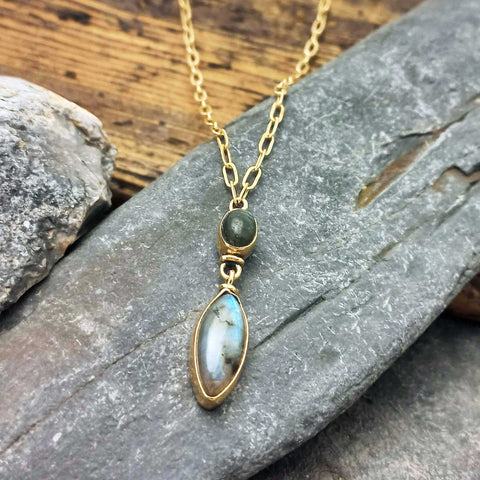 Artisan Labradorite brass handmade necklace