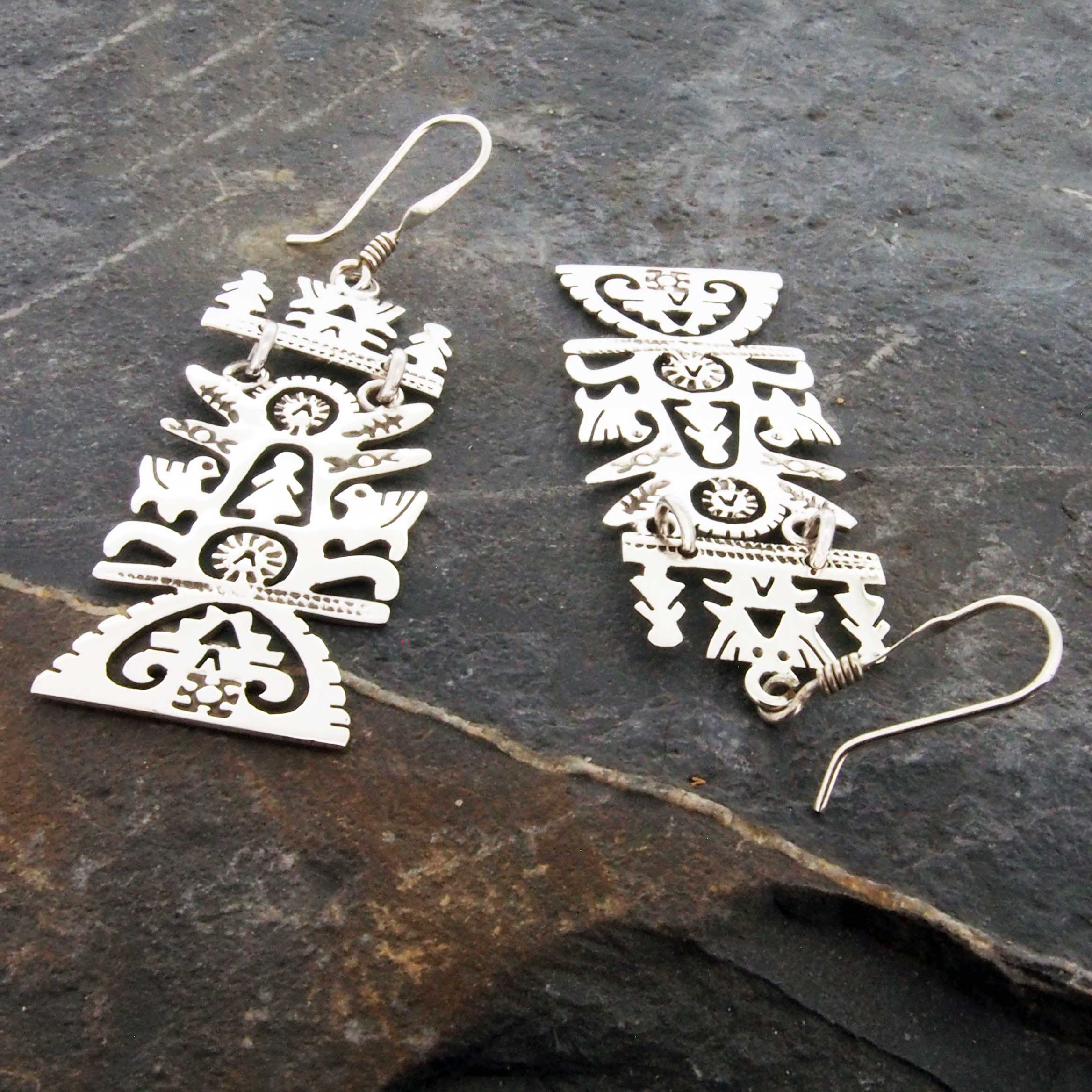 Tree of life rectangle handmade earrings