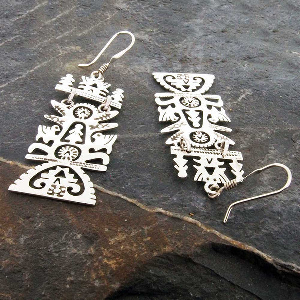 Tree of life rectangle handmade earrings