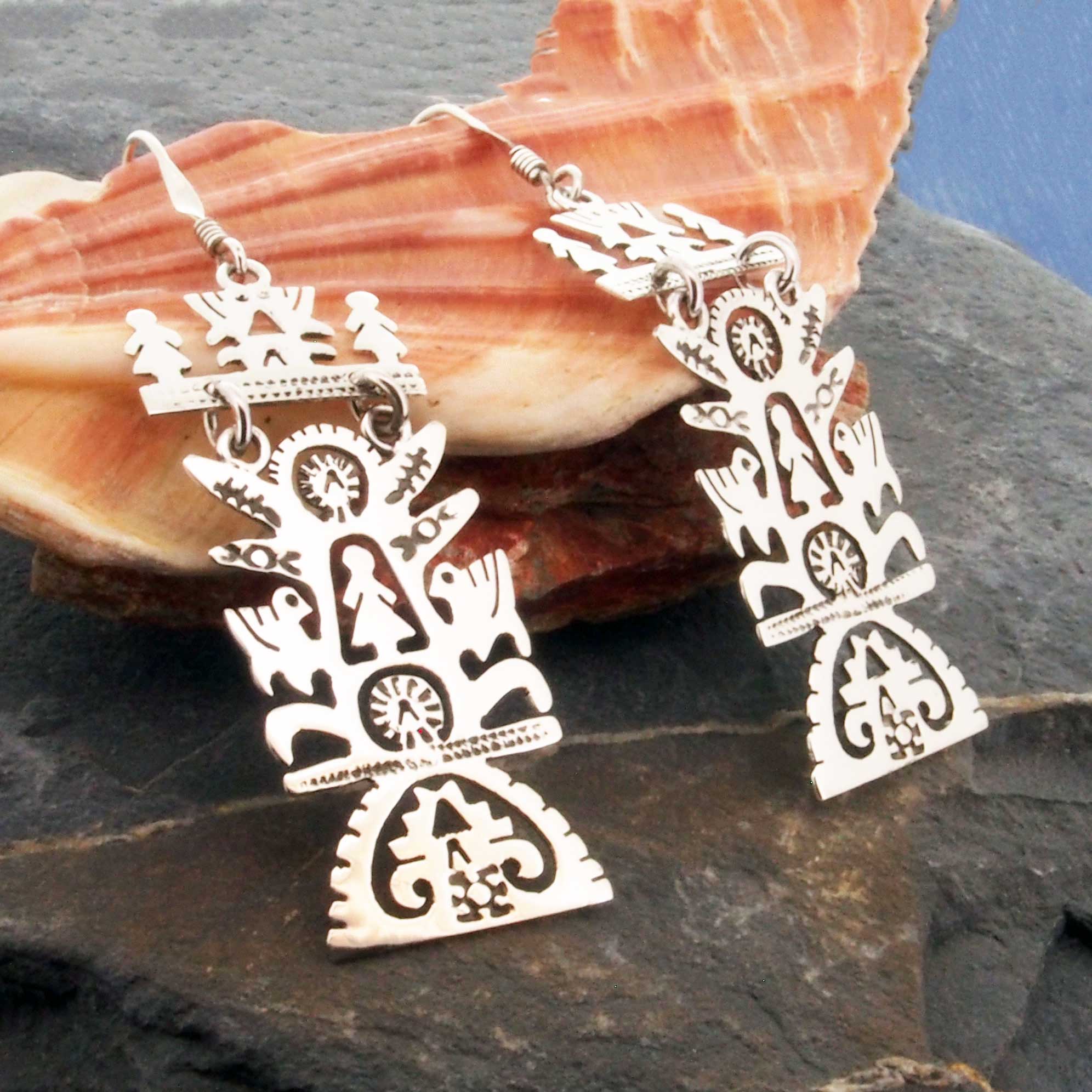 Handmade statement tree of life earrings