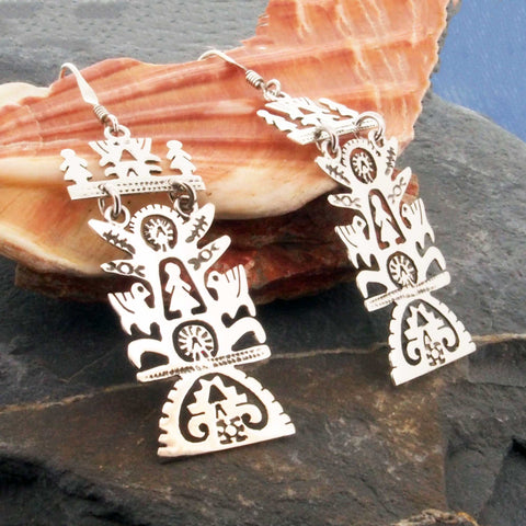 Handmade statement tree of life earrings