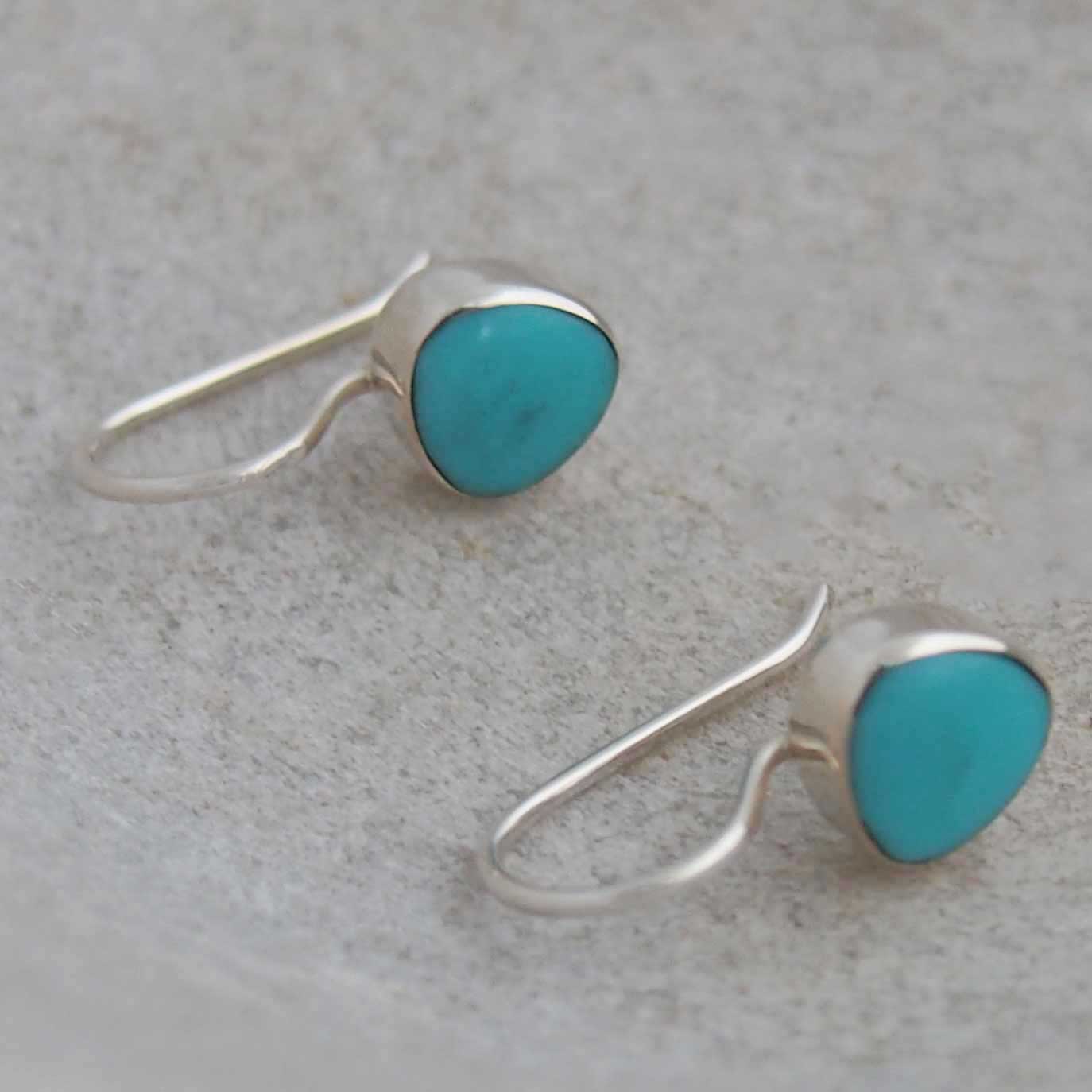 Handmade sterling silver turquoise drop earrings