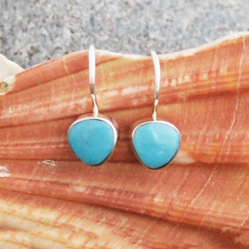 Turquoise Drop Silver Earrings (116) Secondary image