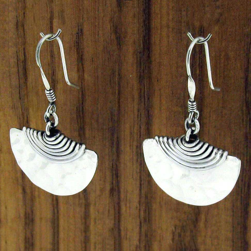 Handmade beaten silver earrings