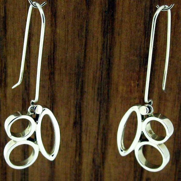 Handmade Oval Circle Silver Earrings