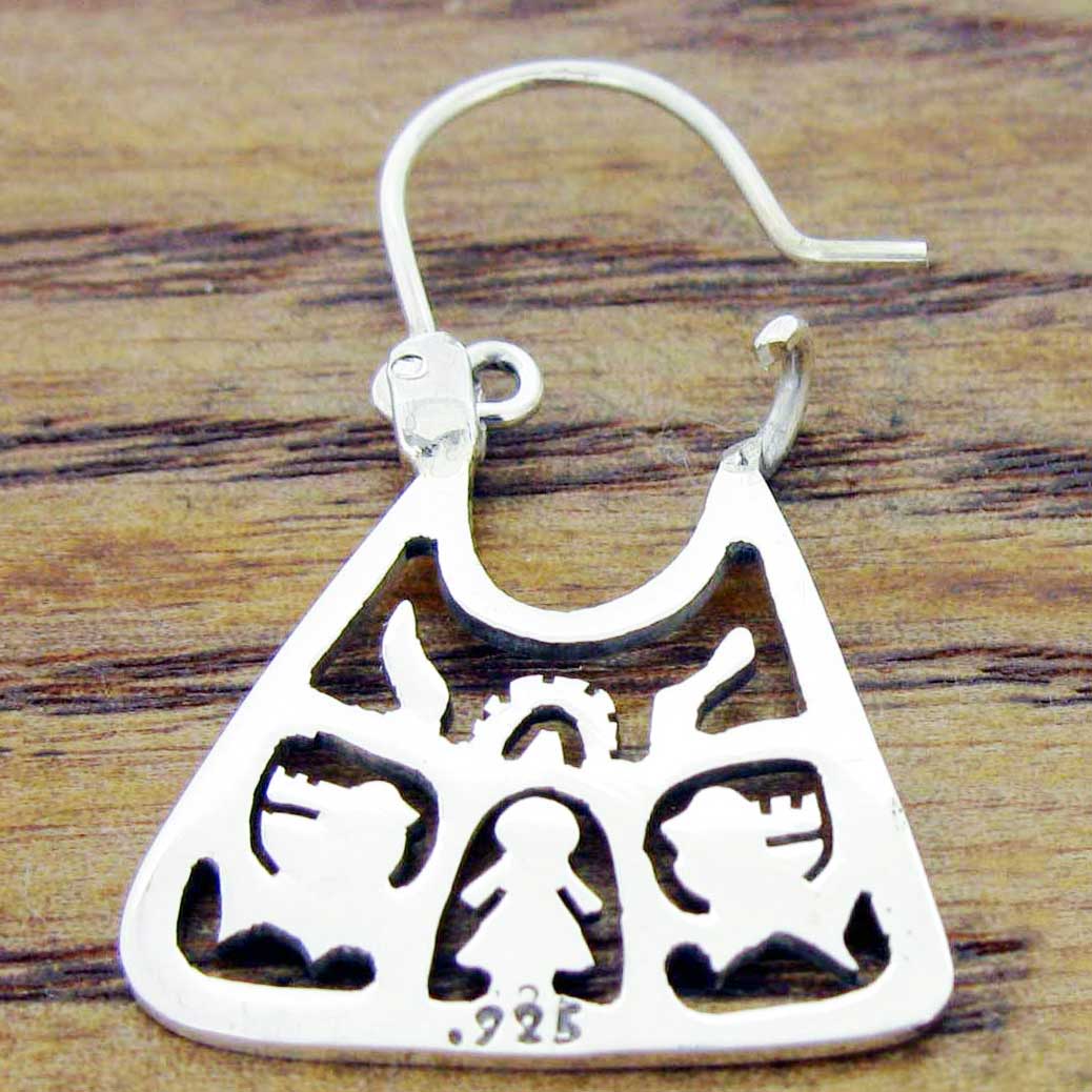 Triangular Tree of Life Silver Earrings - Small (199)