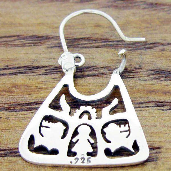 Triangular Tree of Life Silver Earrings - Small (199)