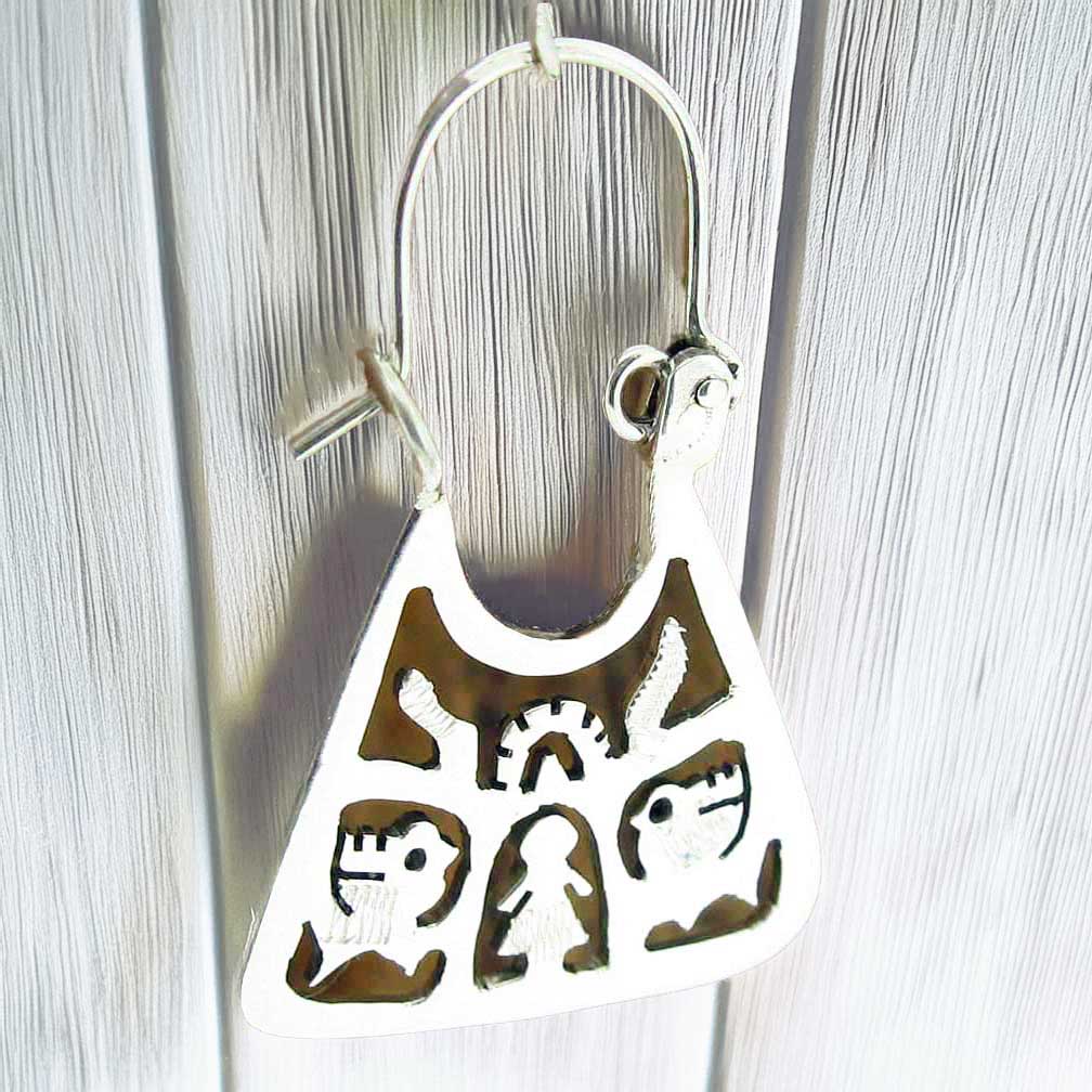 Triangular Tree of Life Silver Earrings - Small (199) Secondary image