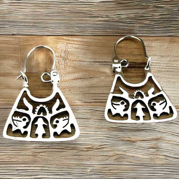 Handmade Triangle small tree of life earrings