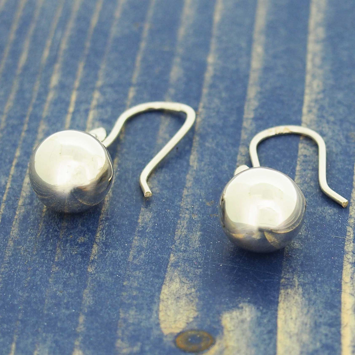 Polished Silver Ball Drop Earrings
